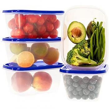 Oursson Boîtes de Rangement Alimentaires en Plastique sans BPA, 5 x 1L, Bleu