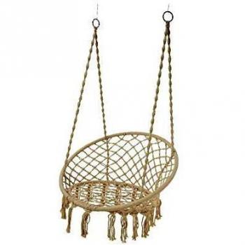 Columpio de Algodón Modelo Bali con Flecos Ø82x123cm Color Crema