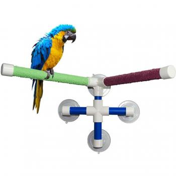 Pet Bird Shower Perch with Paw Grinding Bar