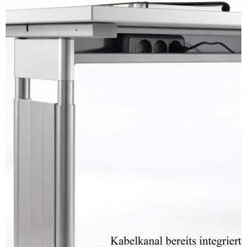 Gera Möbel C Fuß Flex Schreibtisch, Holzdekor, Weiß/Silber, 216.6 x 113 x 72 cm
