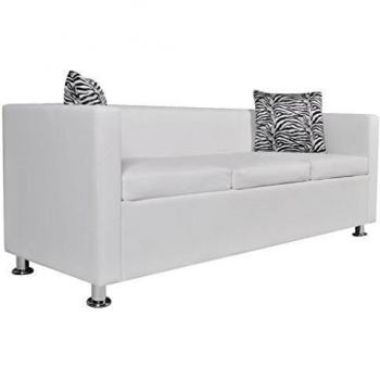 VidaXL White Contemporary Sectional Sofa Faux Hide