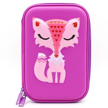 Elegant Fox Hardtop Pencil Holder Cute EVA Pencil Case With Large Capacity For Students (Purple)