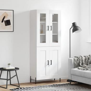 Armoire de rangement Vidaxl : buffet haut blanc 69,5 × 34 × 180 cm, bois d'ingénierie