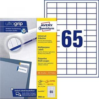 Avery 3666-200 All-purpose Labels 38 x 21.2 mm White Permanent Adhesive