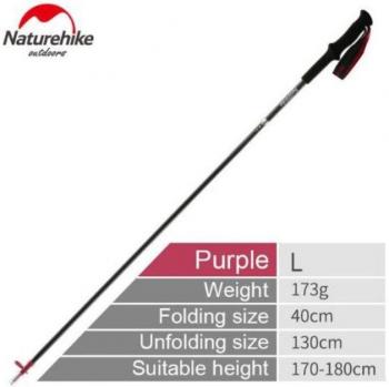 Bastones Naturehike ST08 para Senderismo, Plegables, 4 Secciones, Ultraligeros de Fibra de Carbono, Ajustables 110cm / 120cm / 130cm