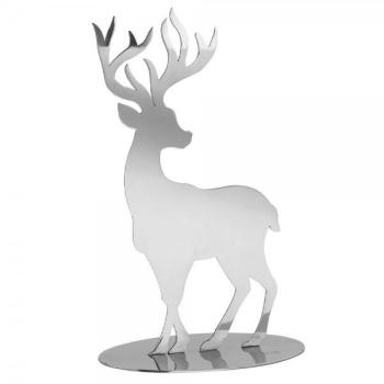 FINK Hirsch JASPER: Silber‑Edelstahl Dekofigur (35 cm)