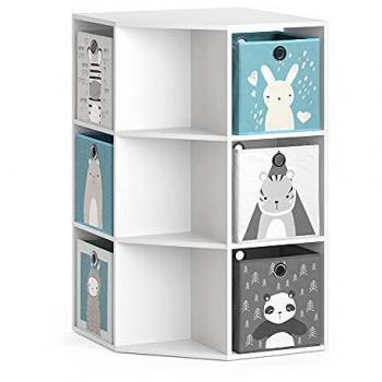 Vicco Kinderregal Luigi, Weiß, 64 x 107.8 cm mit 4 Faltboxen