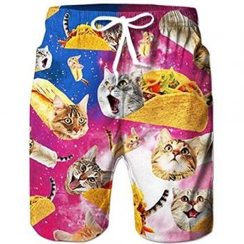 Men’s TUONROAD Knee‑Length Cat Print Shorts