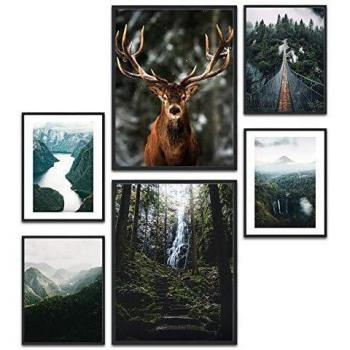 MUUDLY Premium Poster Set, Wandbilder für Wohnzimmer und Schlafzimmer, 2 x A3 & 4 x A4