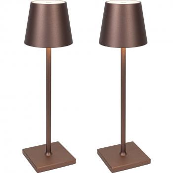 Lámparas de mesa de exterior en bronce con LED y regulador (2 unidades)