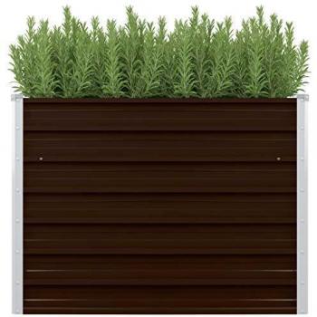 Raised Garden Bed Brown 100x100x77 cm Galvanised Steel vidaXL