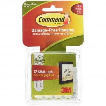 Command 1720512PK Picture & Frame Hanging Strips White Small Pack Of 12 Sets