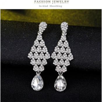 Brides Crystal Long Earrings
