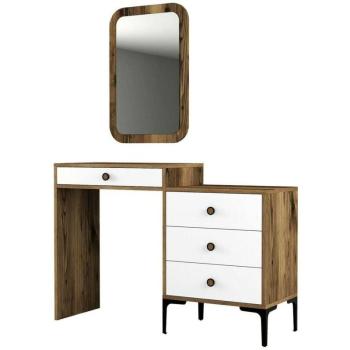 Scrivania da Corridoio Namtheun – Mobiletto 124x40h85 cm, Noce e Bianco