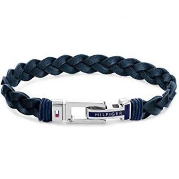 Pulsera de hombre de Tommy Hilfiger en piel trenzada azul y acero