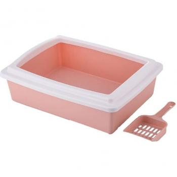 Rechteckiges Katzen-WC mit Spritzschutz