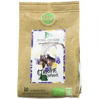 Lot de 5 Boîtes de 10 Capsules de Café Moka Bio pour Nespresso 50g