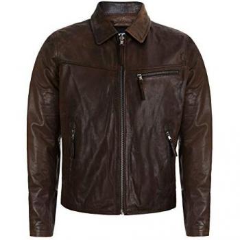 Medium Brown Harrington Cow Hide Leather Jacket – Infinity Lima