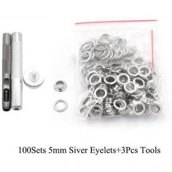 100 Sets Metal Grommets with Installer Tool