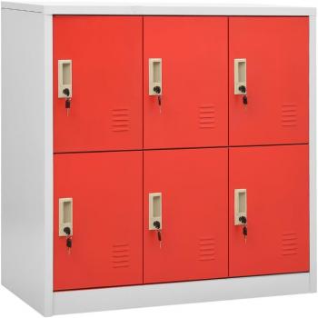 Armadietto a Chiave Grigio Chiaro e Rosso 90x45x92,5 cm Acciaio cod mxl 49566