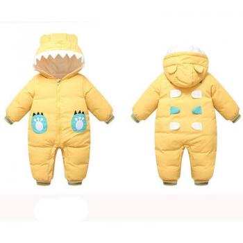 Plus Velvet Baby Jumpsuit with Hood