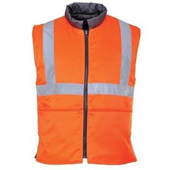 Portwest RT44 Hi-Vis Reversible Body Warmer, Orange, Medium