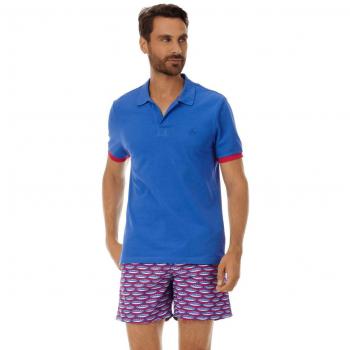 Sea Blue Polo Shirt – Vilebrequin Men’s Cotton Pique, M Size