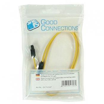 Gelbes SATA 6 Gb/s Kabel – 50 cm – Good Connection – Metallclip