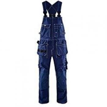 Tuta da operaio a due pezzi con bretelle, colore blu navy, 44L