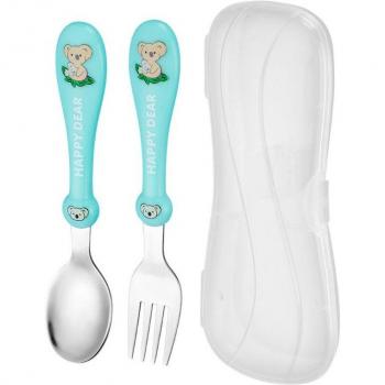 Edelstahl Fütterungsset für Babys mit Löffel und Gabel 425F