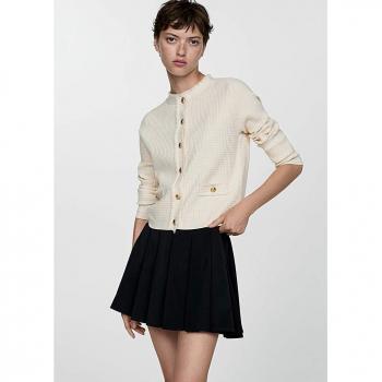 Mango Women's XXL Ecru Knitted Jacket with Buttons