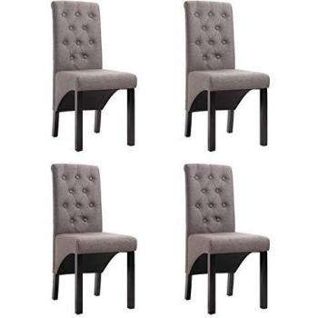 Juego de 4 Sillas de Comedor en Tela Gris