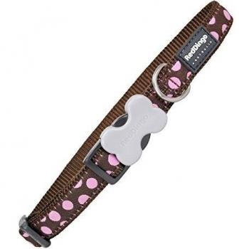 Collier Réglable à Pois Roses Marron 30-47 cm 20 mm