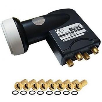 LNB Quad BEST GERMANY HG404 0,1dB Full HD 4K Astra TNTSAT + 8 FICHES F