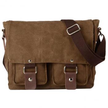 Laptop Bag 14 inch Mens Canvas Leather Messenger Bag