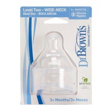 Dr Brown'S Tetina Silicona Boca Ancha Natural Flow 2Uds