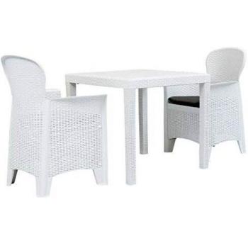 VidaXL Salon de Jardin Ensemble Bistro 3 pcs Blanc