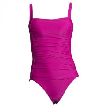 LASCANA Badeanzug für Damen, Größe 54, Cup D, pink mit Raffungen und Shaping-Effekt