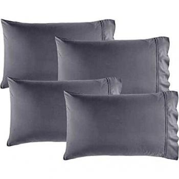 Soft Grey Microfiber Pillowcase Set – 4‑Pack, Envelope Closure, 50×75cm