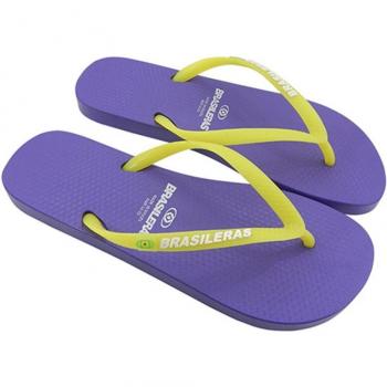 Chancla de Playa femenina Brasileña con Suela Antideslizante, Dedo en Lila/Amarillo
