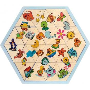 Jeu de mémoire hexagonal Hess en bois