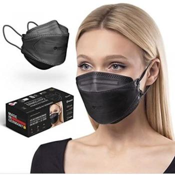 HARD Masque FFP2, 20 pièces, certifié EN149:2001+A1:2009, taille standard, BFE 99,5%, emballage scellé NON individuellement, Noir