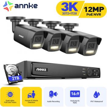 Kit de Monitoreo Annke: Cámaras 5MP, Visión Nocturna, Luz Doble y Alerta Email