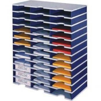 Station de classement styrodoc 36 cases, gris/bleu, 12 étagères