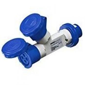 Moltiplicatore Gewiss 2P+T 16A, 2 prese 16A, 230V, blu