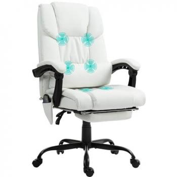 Pu Massage Office Chair Height Adjustable Computer Chair White