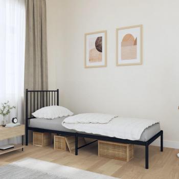 VidaXL Metallbett mit Kopfteil in Schwarz, 75x190 cm