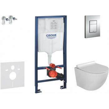Pack Grohe Rapid SL : bâti‑support, cuvette Gaia, abattant soft‑close, plaque Skate Cosmopolitan (chrome)