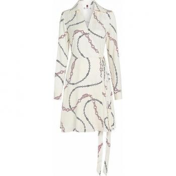 Tommy Hilfiger Mini Wickelkleid mit Print, Weiß, Größe 40 – Women’s Cut