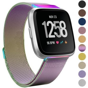 Bracelet de Montre en Métal avec Fermeture Magnétique pour Fitbit Versa